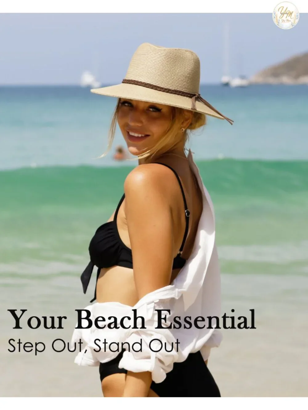 Packable Wide Brim Sun Hat for Women, UPF 50+ Straw Fedora